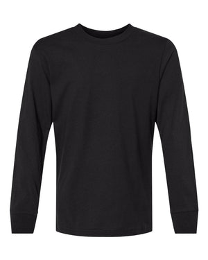 Next Level 3311 Youth Cotton Long Sleeve Tee in Black — supplier front view