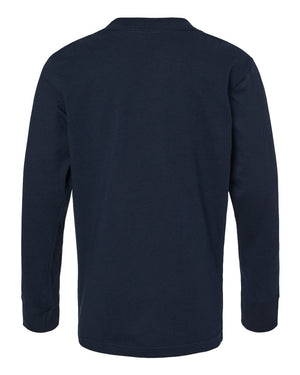 Next Level 3311 Youth Cotton Long Sleeve Tee in Midnight Navy — supplier back view