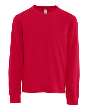 Next Level 3311 Youth Cotton Long Sleeve Tee in Red — supplier front view