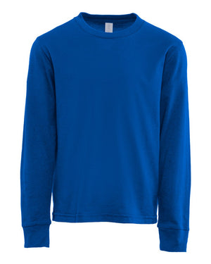 Next Level 3311 Youth Cotton Long Sleeve Tee in Royal — supplier front view