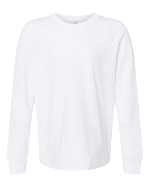 Next Level 3311 Youth Cotton Long Sleeve Tee in White — supplier front view