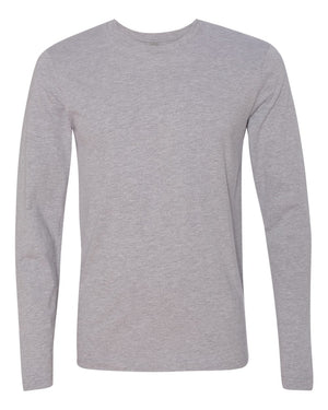 Next Level 3601 Unisex Cotton Long Sleeve Tee in Heather Grey — supplier front view
