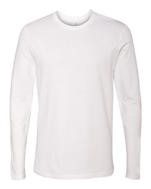 Next Level 3601 Unisex Cotton Long Sleeve Tee in White — supplier front view