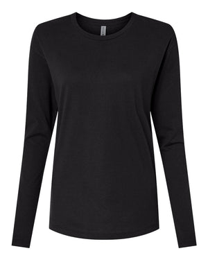 Next Level 3911 Women's Cotton Relaxed Long Sleeve Tee in Black — supplier front view