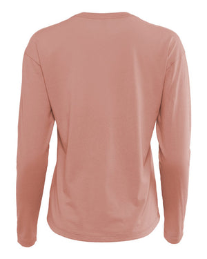 Next Level 3911 Women's Cotton Relaxed Long Sleeve Tee in Desert Pink — supplier back view