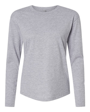Next Level 3911 Women's Cotton Relaxed Long Sleeve Tee in Heather Grey — supplier front view