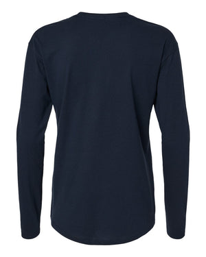 Next Level 3911 Women's Cotton Relaxed Long Sleeve Tee in Midnight Navy — supplier back view