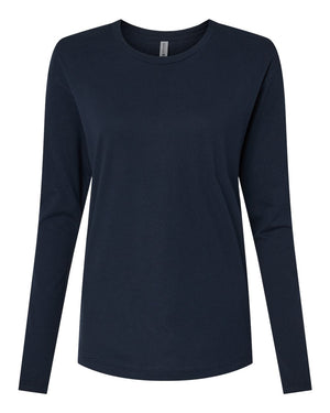 Next Level 3911 Women's Cotton Relaxed Long Sleeve Tee in Midnight Navy — supplier front view