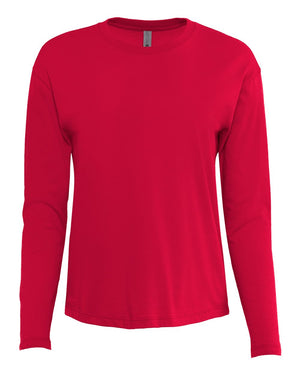 Next Level 3911 Women's Cotton Relaxed Long Sleeve Tee in Red — supplier front view