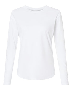 Next Level 3911 Women's Cotton Relaxed Long Sleeve Tee in White — supplier front view