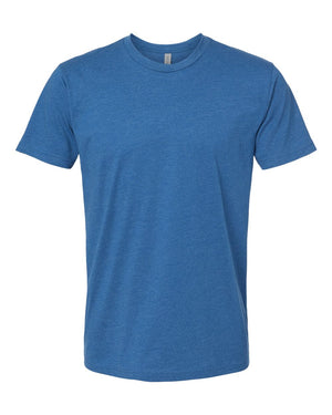 Next Level 6210 Unisex CVC Tee in Heather Cool Blue — supplier front view