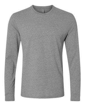 Next Level 6211 Unisex CVC Long Sleeve Tee in Dark Heather Grey — supplier front view