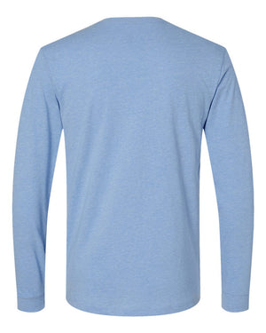 Next Level 6211 Unisex CVC Long Sleeve Tee in Heather Columbia Blue — supplier back view