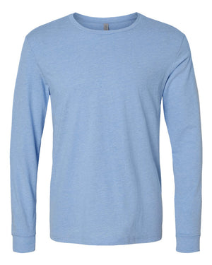Next Level 6211 Unisex CVC Long Sleeve Tee in Heather Columbia Blue — supplier front view