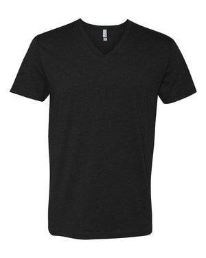 Next Level 6240 Unisex CVC V-Neck Tee in Black — supplier front view