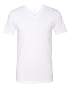 Next Level 6240 Unisex CVC V-Neck Tee in White — supplier front view