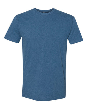 Next Level 6410 Unisex Sueded Tee in Heather Cool Blue — supplier front view