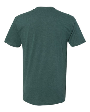 Next Level 6410 Unisex Sueded Tee in Heather Forest Green — supplier back view