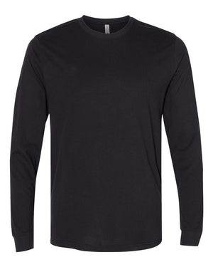 Next Level 6411 Unisex Sueded Long Sleeve Tee in Black — supplier front view