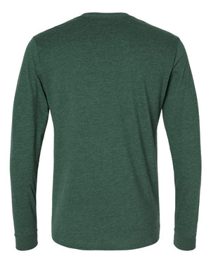 Next Level 6411 Unisex Sueded Long Sleeve Tee in Heather Forest Green — supplier back view