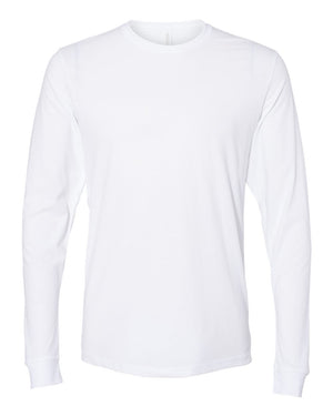 Next Level 6411 Unisex Sueded Long Sleeve Tee in White — supplier front view