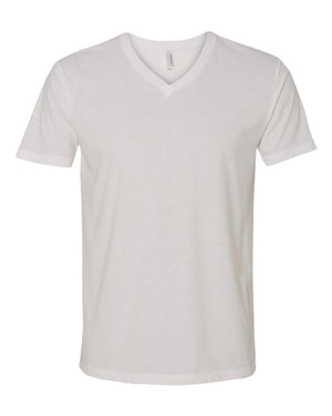 Next Level 6440 Unisex Sueded V-Neck Tee in White — supplier front view