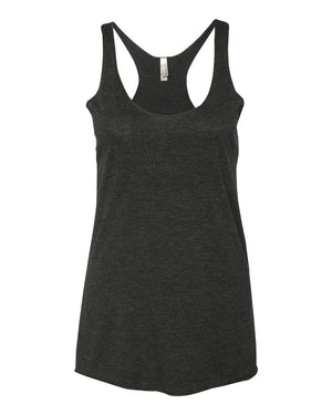 Next Level 6733 Women's Triblend Racerback Tank in Vintage Black — supplier front view