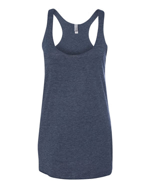 Next Level 6733 Women's Triblend Racerback Tank in Vintage Navy — supplier front view