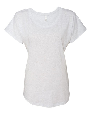 Next Level 6760 Women's Triblend Dolman Tee in Heather White — supplier front view