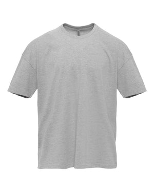 Next Level 7200 Unisex Heavyweight Tee in Heather Grey — supplier front view