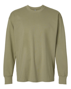 Next Level 7211 Unisex Heavyweight Long Sleeve Tee in Light Olive — supplier front view