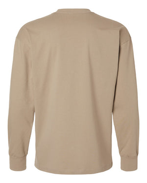 Next Level 7211 Unisex Heavyweight Long Sleeve Tee in Tan — supplier back view