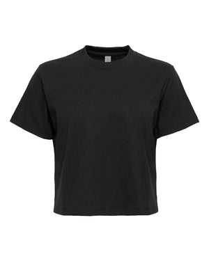Next Level 7610 Women's Heavyweight Boxy Tee in Black — supplier front view