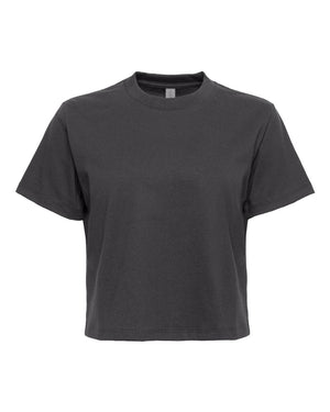 Next Level 7610 Women's Heavyweight Boxy Tee in Graphite Black — supplier front view