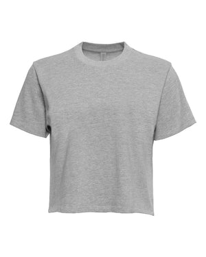 Next Level 7610 Women's Heavyweight Boxy Tee in Heather Grey — supplier front view