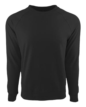 Next Level 9000 Unisex Laguna Raglan Crewneck Sweatshirt in Graphite Black — supplier front view