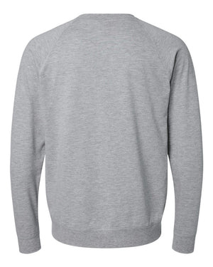Next Level 9000 Unisex Laguna Raglan Crewneck Sweatshirt in Heather Grey — supplier back view