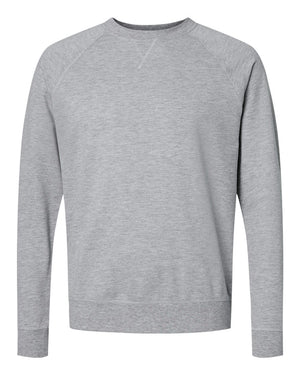 Next Level 9000 Unisex Laguna Raglan Crewneck Sweatshirt in Heather Grey — supplier front view
