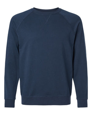 Next Level 9000 Unisex Laguna Raglan Crewneck Sweatshirt in Midnight Navy — supplier front view