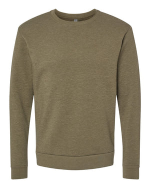 Next Level 9002 Unisex Malibu Crewneck Sweatshirt in Heather Military Green — supplier front view