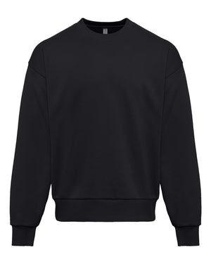 Next Level 9007 Unisex Heavyweight Crewneck Sweatshirt in Black — supplier front view