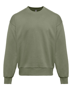 Next Level 9007 Unisex Heavyweight Crewneck Sweatshirt in Light Olive — supplier front view