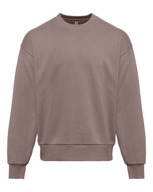 Next Level 9007 Unisex Heavyweight Crewneck Sweatshirt in Shiitake — supplier front view