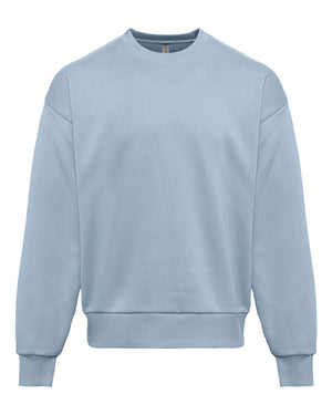 Next Level 9007 Unisex Heavyweight Crewneck Sweatshirt in Stonewash Denim — supplier front view