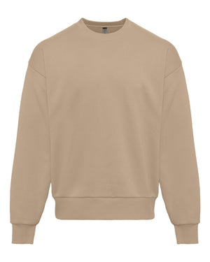 Next Level 9007 Unisex Heavyweight Crewneck Sweatshirt in Tan — supplier front view