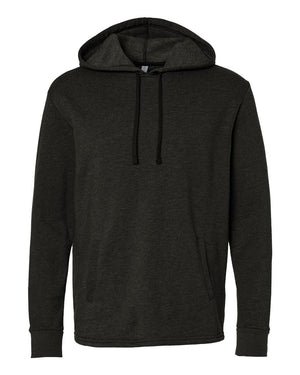 Next Level 9300 Unisex Malibu Welt Pocket Hoodie Sweatshirt in Heather Black — supplier front view