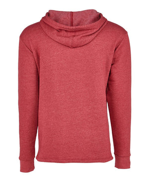 Next Level 9300 Unisex Malibu Welt Pocket Hoodie Sweatshirt in Heather Cardinal — supplier back view