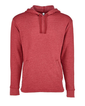 Next Level 9300 Unisex Malibu Welt Pocket Hoodie Sweatshirt in Heather Cardinal — supplier front view