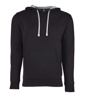 Next Level 9301 Unisex Laguna Hoodie Sweatshirt in Black/ Heather Grey — supplier front view
