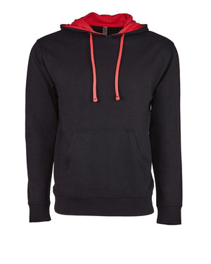 Next Level 9301 Unisex Laguna Hoodie Sweatshirt in Black/ Red — supplier front view